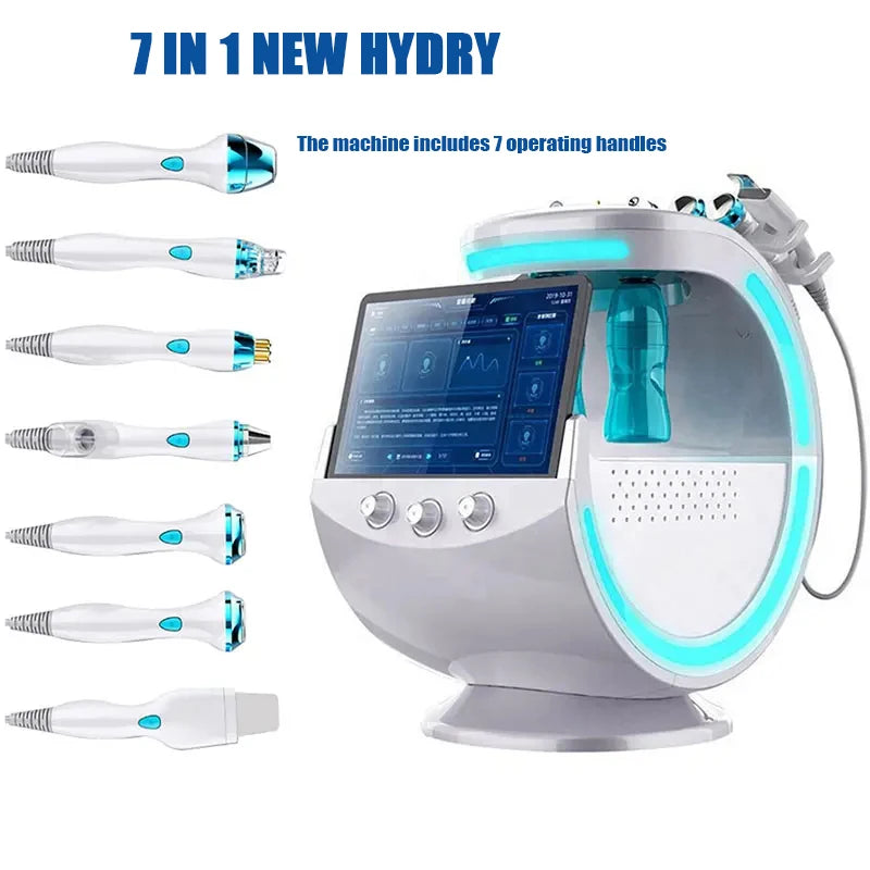 Accessory 7 in 1 Hydro Dermabrasion Beauty Machine Oxygen Facial RF Ultrasonic Cold Hammer Skin Analyzer