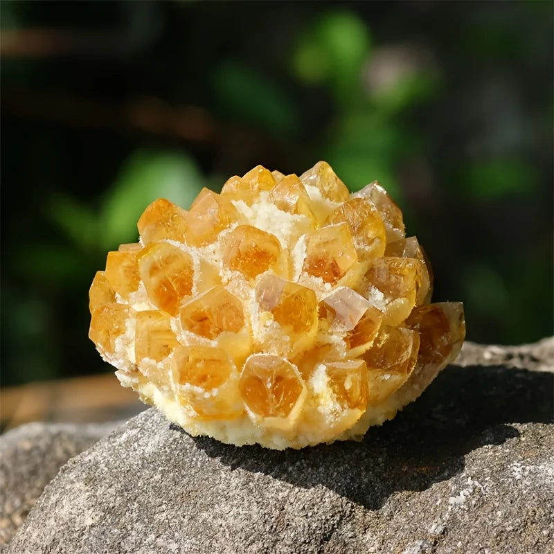 One citrine cluster - Bohemian style, golden to amber color, unique home décor & Christmas, Thanksgiving, Easter, Halloween