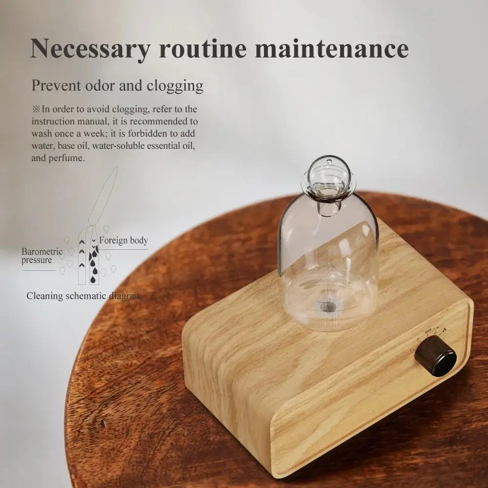 Essential Oil Diffuser Glass Air Aroma Diffuser Wood Grain Base 2600mAh Professional Machine Nebulizer For Home Office Room