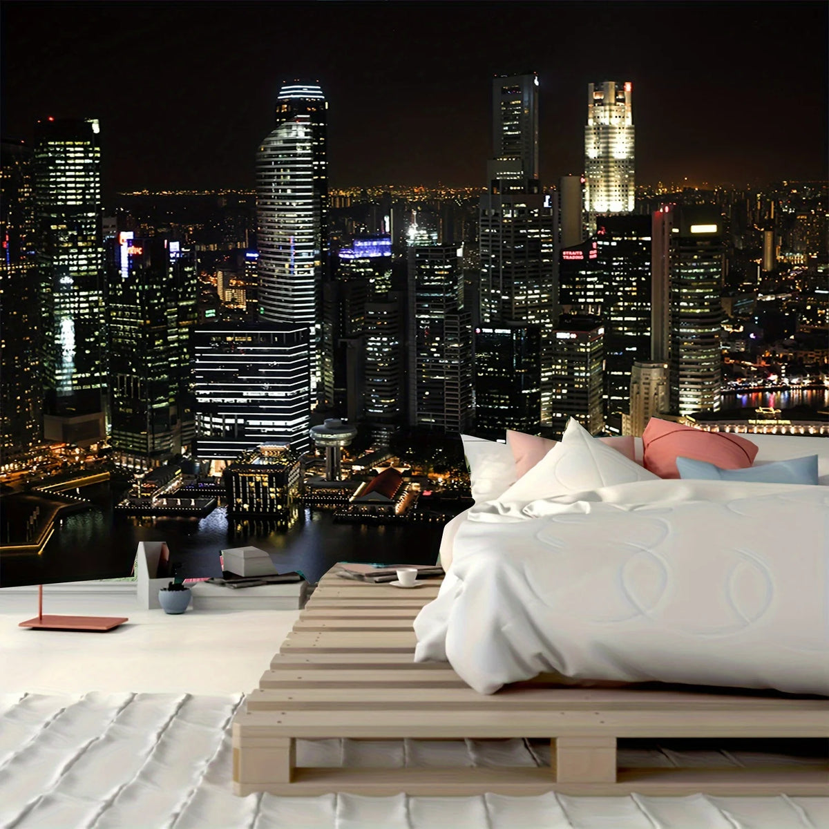 City Nightscape Tapestry - Perfect for Home Décor, Adding a Touch of Urban Glamour and Modern Elegance to Your Living Space