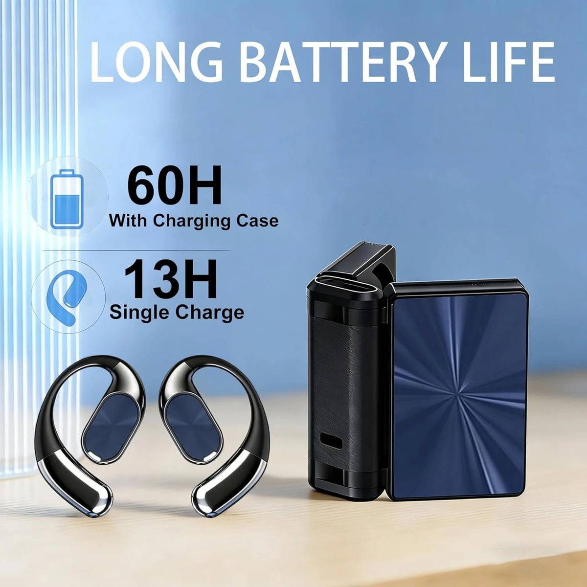 Bluetooth Earbuds Dual Fold Bluetooth 6.0 Headphone Waterproofing Sweatproof Noise Canceling Comfortable Earphone for Running Wo
