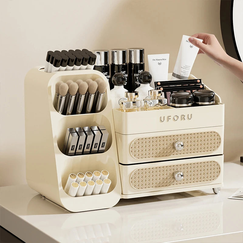 UFORU Makeup Organizer For Vanity, Countertop Organizer With Drawers, Spacious Cosmetic Display Case for Beauty Essential, Skinc
