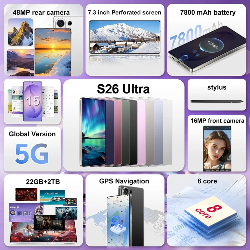Hot New Cell Phone Silicone Protective Covers Used for S26 Ultra Smart Phone Accessories 7.3HD Mobile Phones Case Android 5G