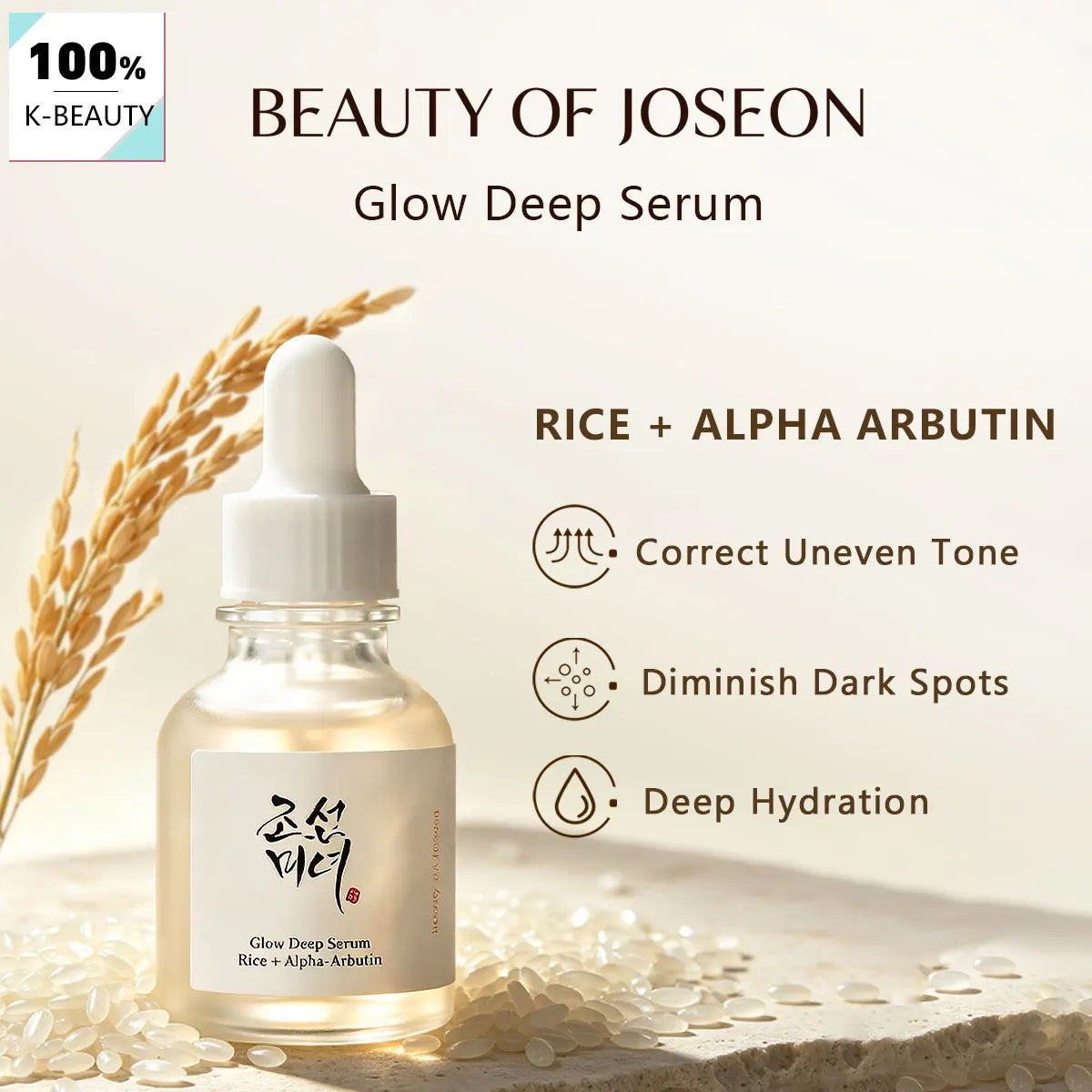 Beauty of Joseon Glow Deep Serum : Rice+Alpha Arbutin 30ml,Brightening & Translucent,Fine & Smooth,Korean Skincare,Korean Makeup