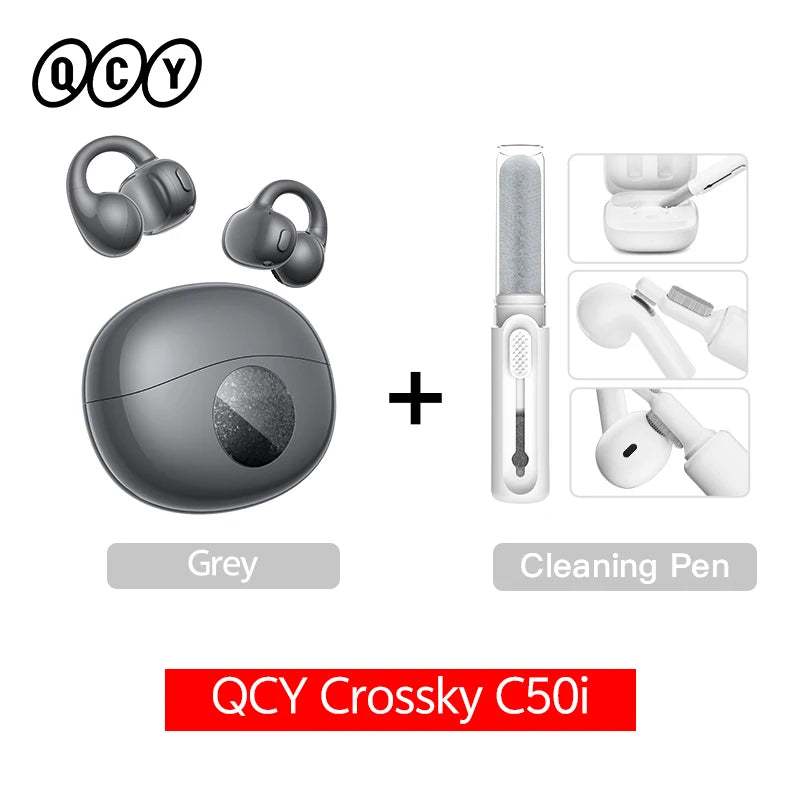 QCY Crossky C50i Open Ear Bluetooth Earphones Hi-Res LDAC Ear Clip Wireless BT6.0 Sports Earbuds Clip On 4-Mics Headphones 42H