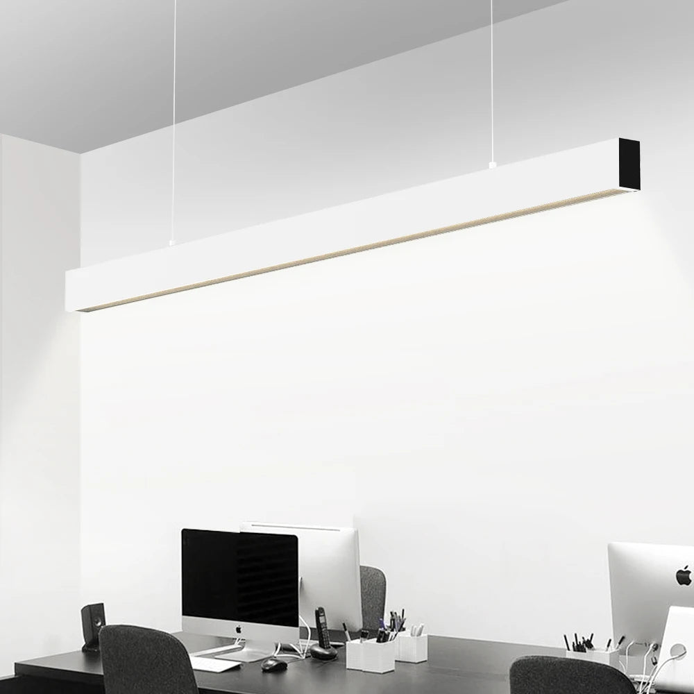 SCON Modern Linear Pendant Lights Minimalist LED Long Strip Lighting For Dining Table Office Room Cord Hanging Lamp Lustre