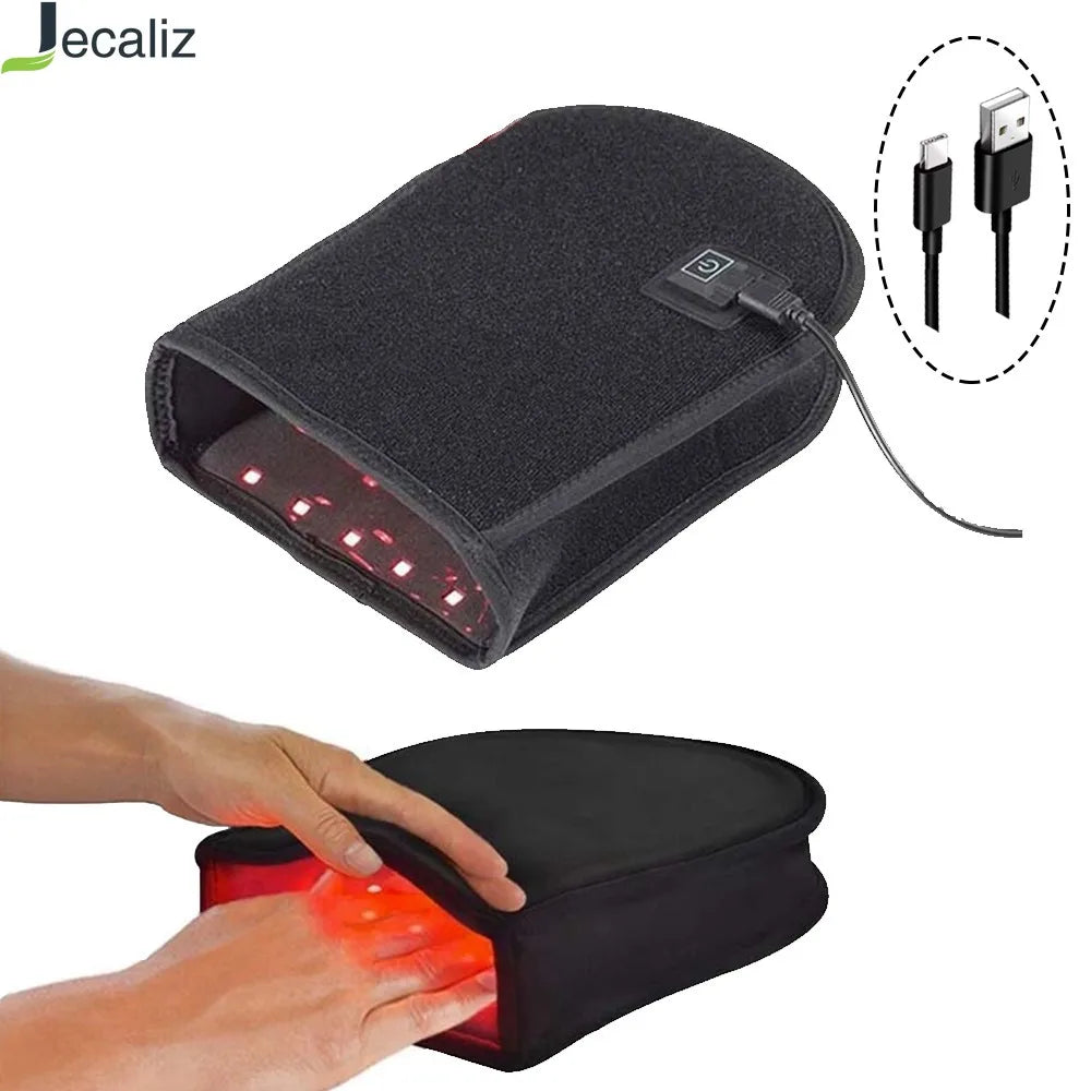 LED Red Light Glove 660nm & 850nm Infrared Light Therapy for Wrist Fingers Hand Arthritis Beauty Fatigue Relief USB Plug-in