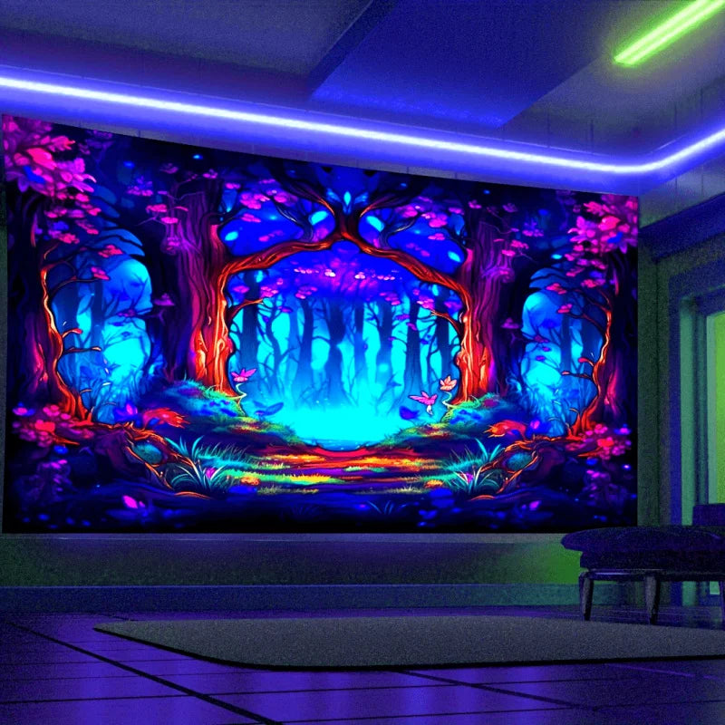 VIKAMA Glow-In-The-Dark Enchanted Forest Tapestry Ideal For Themed Guesthouse Living Rooms And Bedrooms Home DéCor