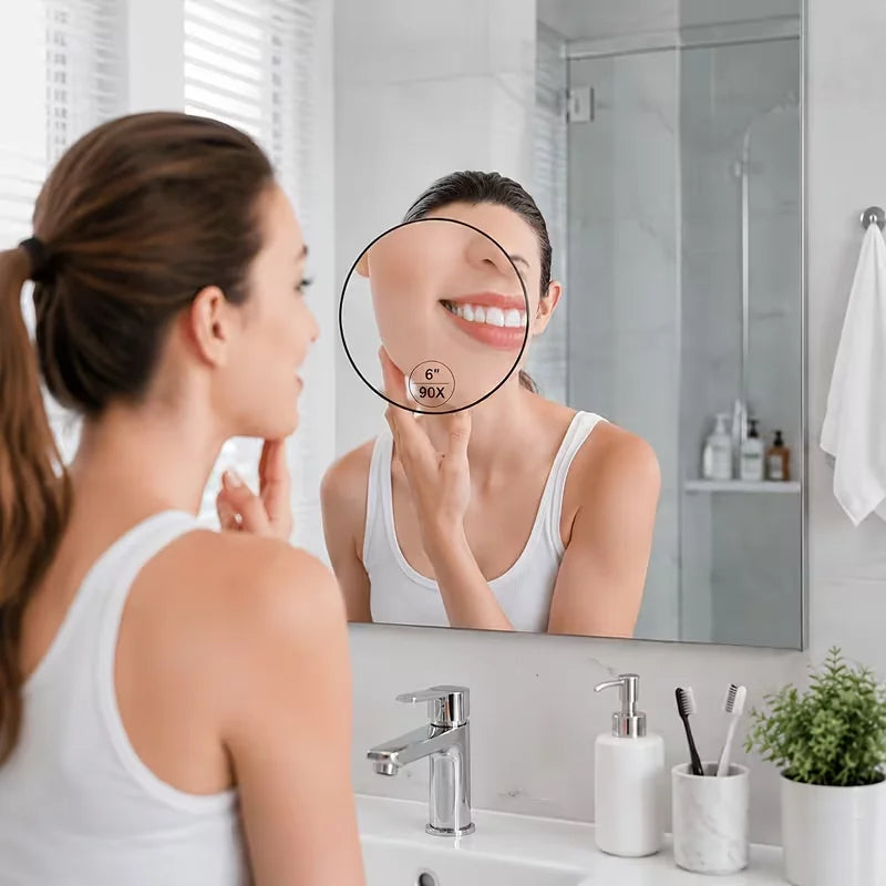 90x Magnifying Mirror Handheld with Stand Single Model Or with Tweezers And Beauty Scissors Set Suction Cup for Close-Up Viewing