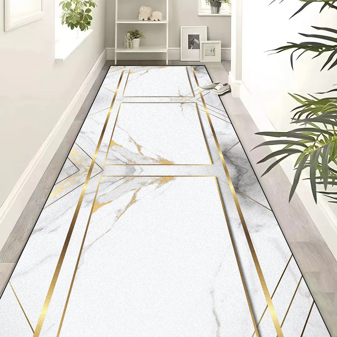 European Luxury  Black Gold  Corridor Carpets Hotel Lobby Stair Non-slip Aisle Rugs Office Room Entrance Passageway Floor Mats