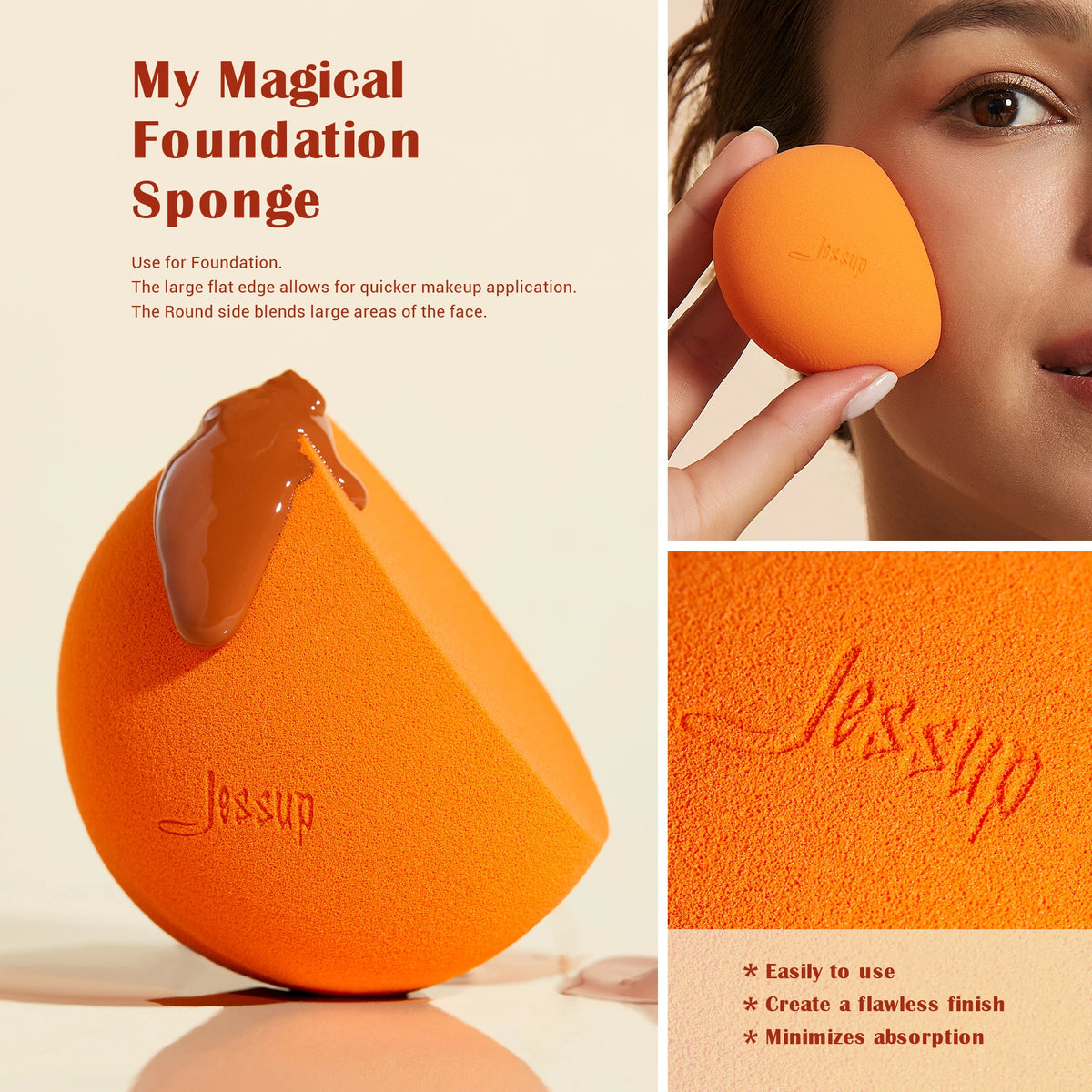 Jessup Makeup Sponges Set, 3pcs Make up Sponges Beauty Foundation Sponge Makeup Blender Wet&Dry Concealer Sponge, SP013