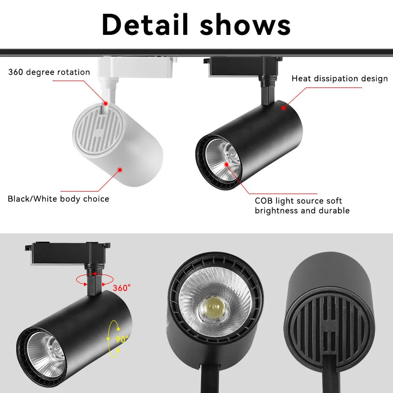 Full Set Track Light Led Spot110-265V COB Rail Lighting Fixture for Clothing Store Spotlight Home Ceiling Lights Led Track Lamp