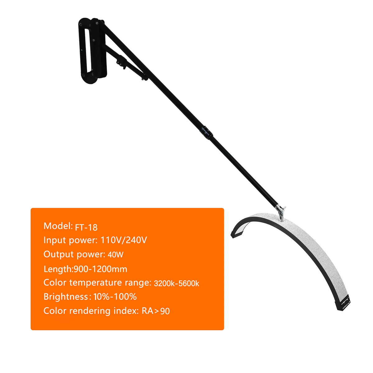 Fosoto 24inch U-shaped Vedio Wall Mounted Half-Moon Light Fill Light With Diamond For Beauty Salon Lashes Barbershop Nail