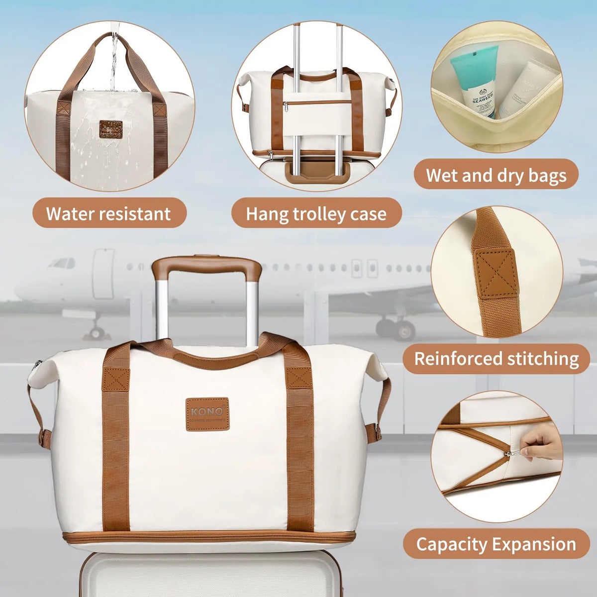 KONO 2/4/6-piece luggage set with a beauty case, cosmetics case, hand luggage, and toiletry bag – travel bag and luggage set