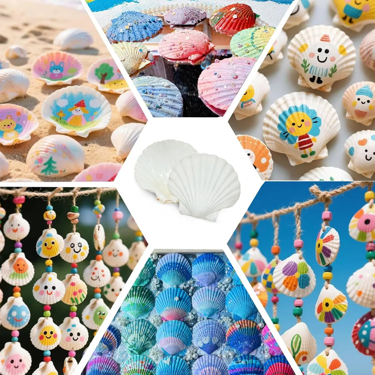 Natural Scallop Shells 2.3''-3'' White Sea Shells for DIY Craft Making, Hand Painting, Ocean Themed Party and Home Décor