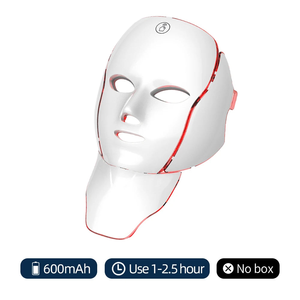 7 Colors LED Facial Mask with Neck LED Light Photon Mask Skin Rejuvenation Anti Acne Beauty Device Face Lifting Firm Massager