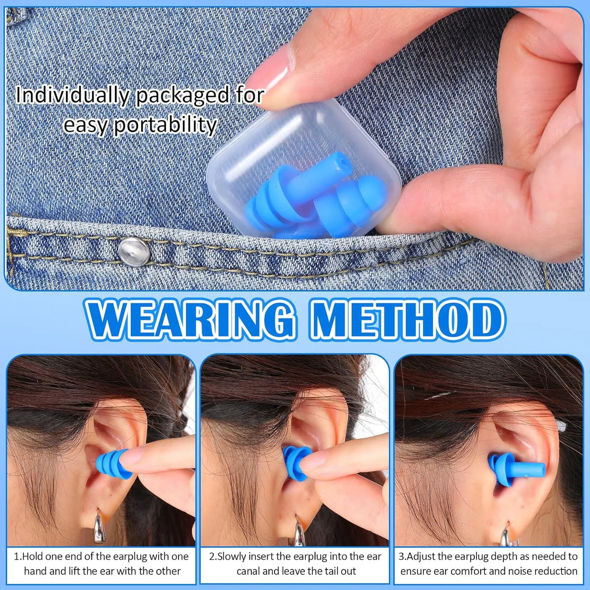 100/80/40/2PCS Reusable Silicone Ear Plugs with Plastic Case Soft Foam Waterproof Noise Cancelling Earplugs Earbuds for Sleeping