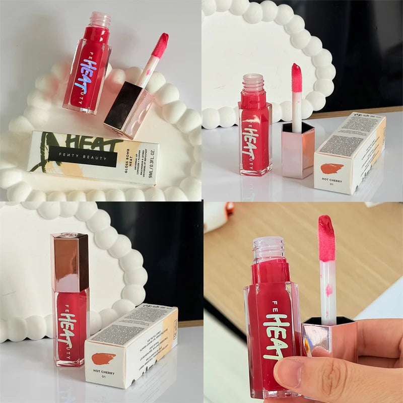 Fenty Beauty Multicolored Lip Gloss Moisturize Plumper Long-acting Lipstick Nude Pink Highlight Powder Contour Stick Makeup Set