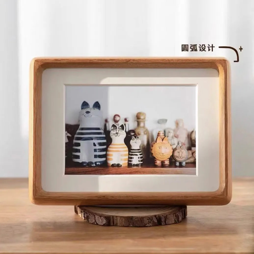 Black Walnut Solid Wood Rounded Corner Photo Frame Decorative Tabletop Display Wooden Picture Frame Artwork Holder Home Décor