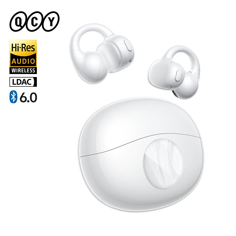 QCY Crossky C50i Open Ear Bluetooth Earphones Hi-Res LDAC Ear Clip Wireless BT6.0 Sports Earbuds Clip On 4-Mics Headphones 42H