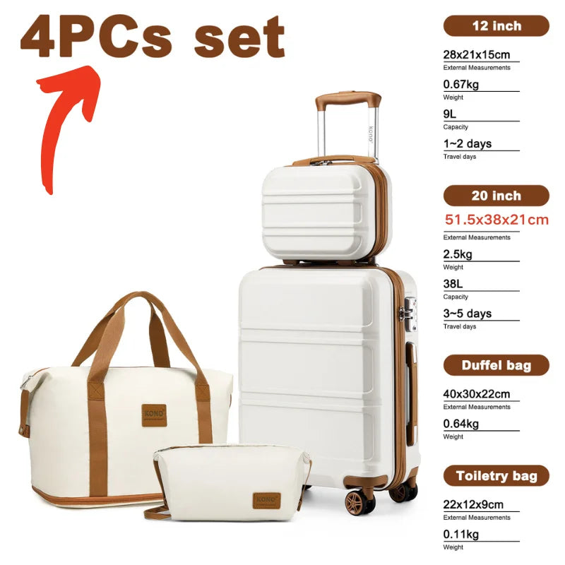 KONO 2/4/6-piece luggage set with a beauty case, cosmetics case, hand luggage, and toiletry bag – travel bag and luggage set