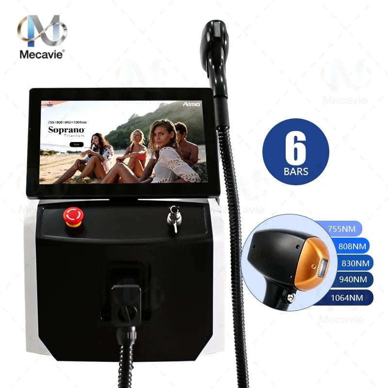 5-Wavelength Diode Laser Hair Removal Device 755/808/830/940/1064nm Ice-Cool Permanent Hair Remover for Salon Beauty Therapy