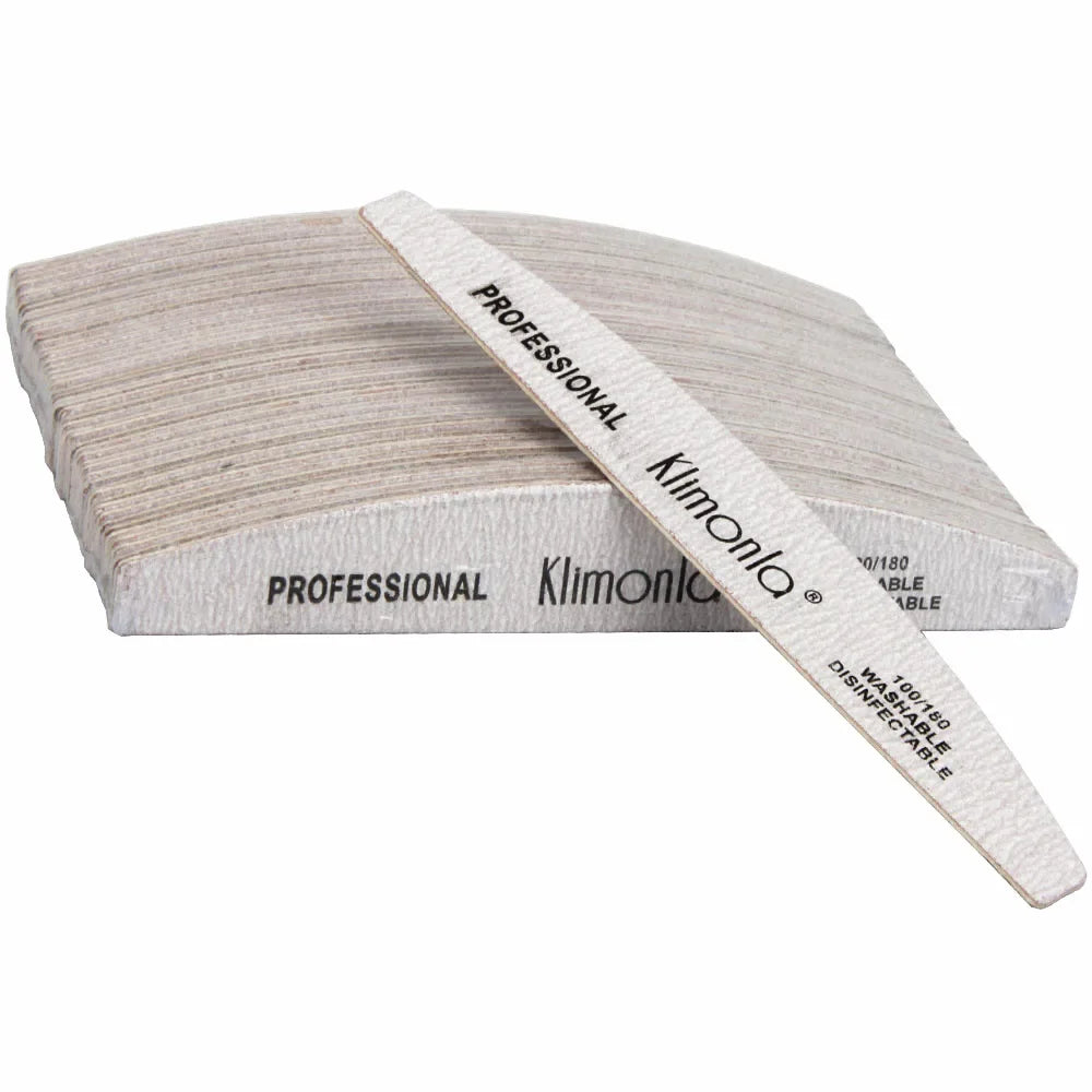 10/25/50/100Pcs/Lot Wooden Nail Files Klimonla 100/180 Grit Grey Boat Thick Sandpaper Sanding Buffer Files Beauty Tools DIY Salo