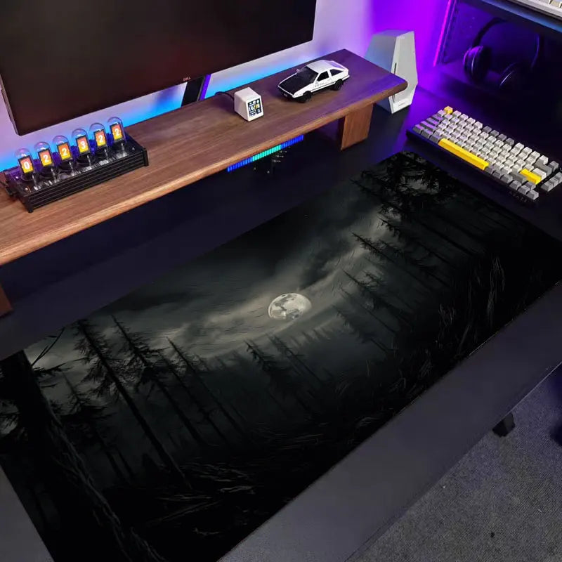 Fantasy Dark Forest Playmat Gaming Mouse Pad Non-slip Rubber Base 35x60 MTG Desk Mat Washable Pads for Game & Office Room Decor