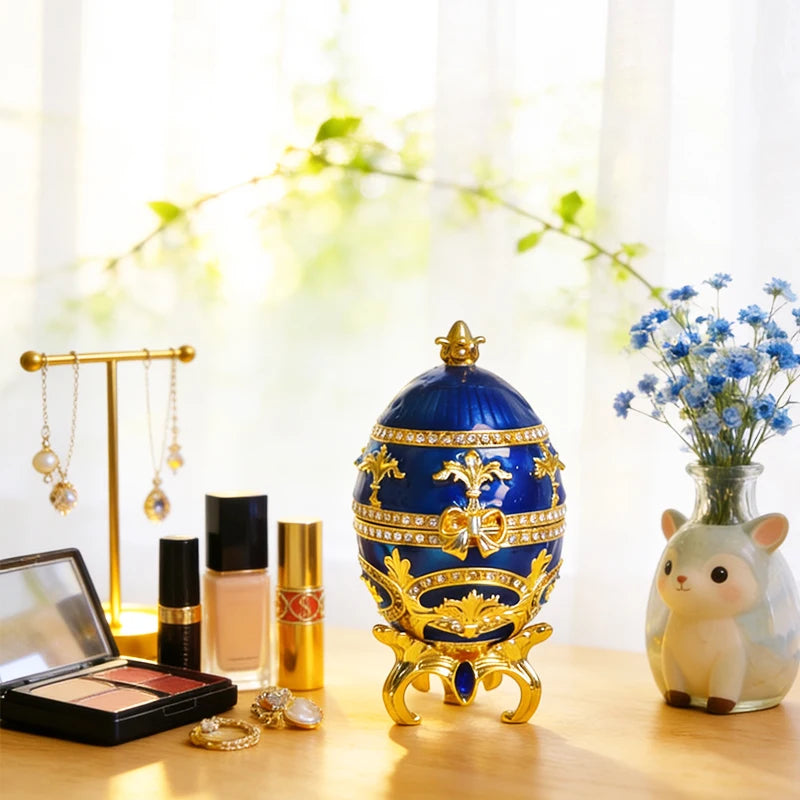 Home Décor Box, Enamelled Decorative Jar, Exquisite Hinged Jewellery Box Ideal for Easter or Valentine's Day Gifts, or as a Ring