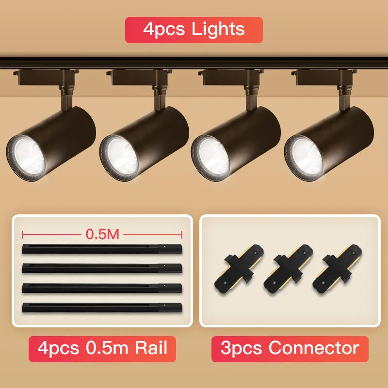 Full Set Track Light Led Spot110-265V COB Rail Lighting Fixture for Clothing Store Spotlight Home Ceiling Lights Led Track Lamp