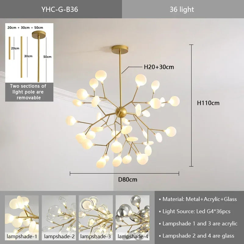 Nordic G4 Led Chandelier Lighting Modern Branch Pendant Light Living Room Gold / Black Led Luminarias Art Decor Indoor Lighting