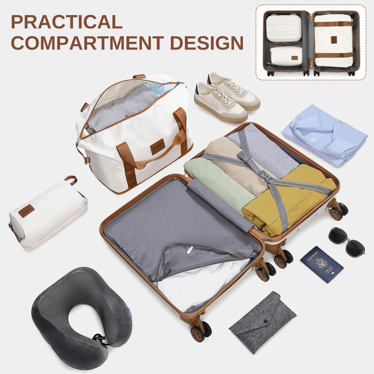 KONO 2/4/6-piece luggage set with a beauty case, cosmetics case, hand luggage, and toiletry bag – travel bag and luggage set