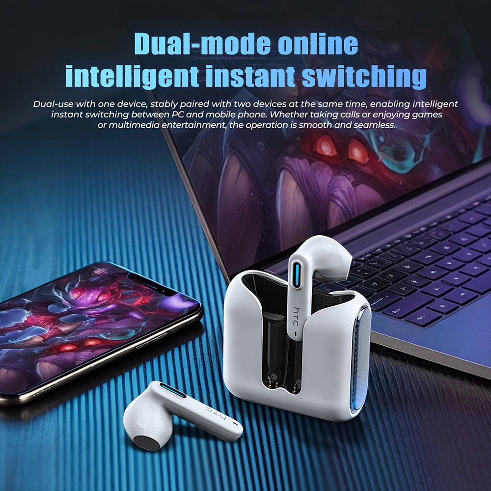 Translator Earbuds HTC NE49 AI Real-Time Translation HiFi Sound Bluetooth Earphones HD Call Low Latency Gaming Ear Pods Choice