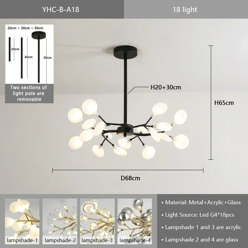 Nordic G4 Led Chandelier Lighting Modern Branch Pendant Light Living Room Gold / Black Led Luminarias Art Decor Indoor Lighting