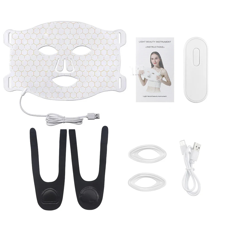 7Colors LED Face Mask with 110pcs Lamp Beads Photon Red Light Therapy Beauty Flexible Facial Masks Skin Care Tool