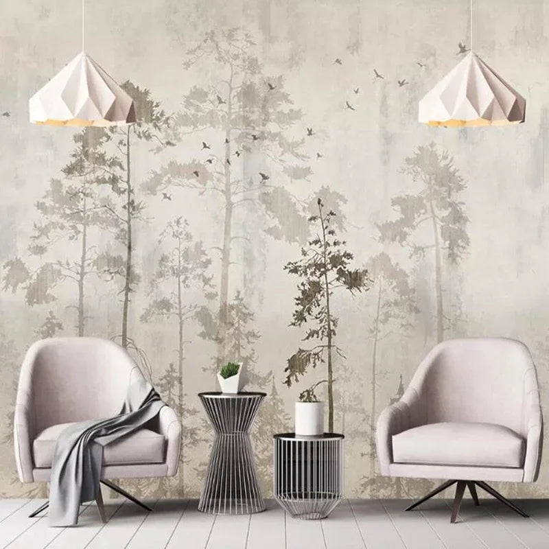 Custom Wall Art Painting Retro Nostalgic Forest Big Tree Birds Large Mural Wallpaper Living Room Bedroom Kitchen 3D Home Décor