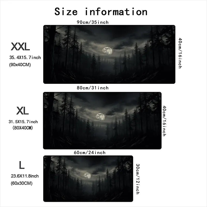 Fantasy Dark Forest Playmat Gaming Mouse Pad Non-slip Rubber Base 35x60 MTG Desk Mat Washable Pads for Game & Office Room Decor