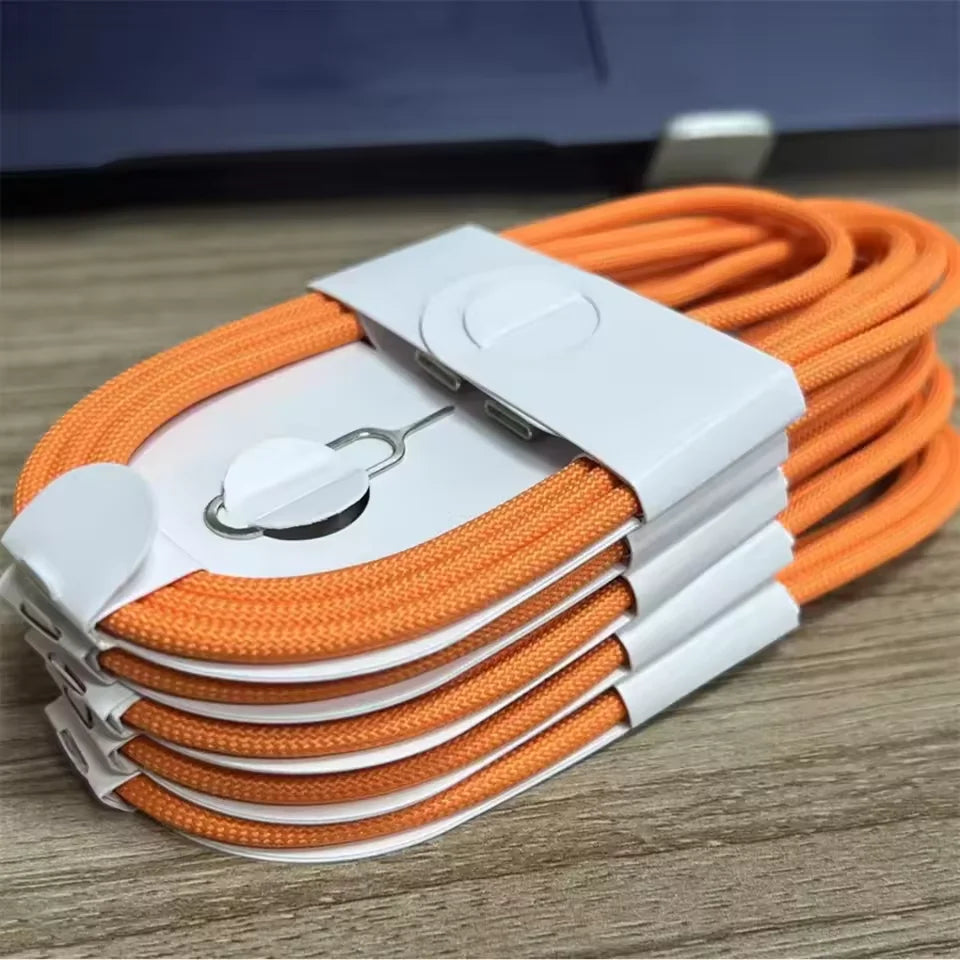 1-50Pcs 35W Type-C to Type C Weaving Cables For iPhone 11 12 13 14 15 16 17 Pro Max Fast Charging USB C Cable Phone Accessories