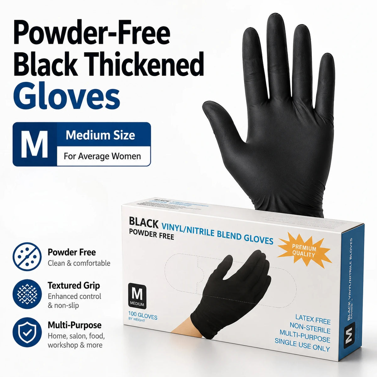 Textured Surface Disposable Black Nitrile Gloves 10/50/100PCS Latex Free for Mechanic Tattoo Beauty Hair Dye Household Cleaning
