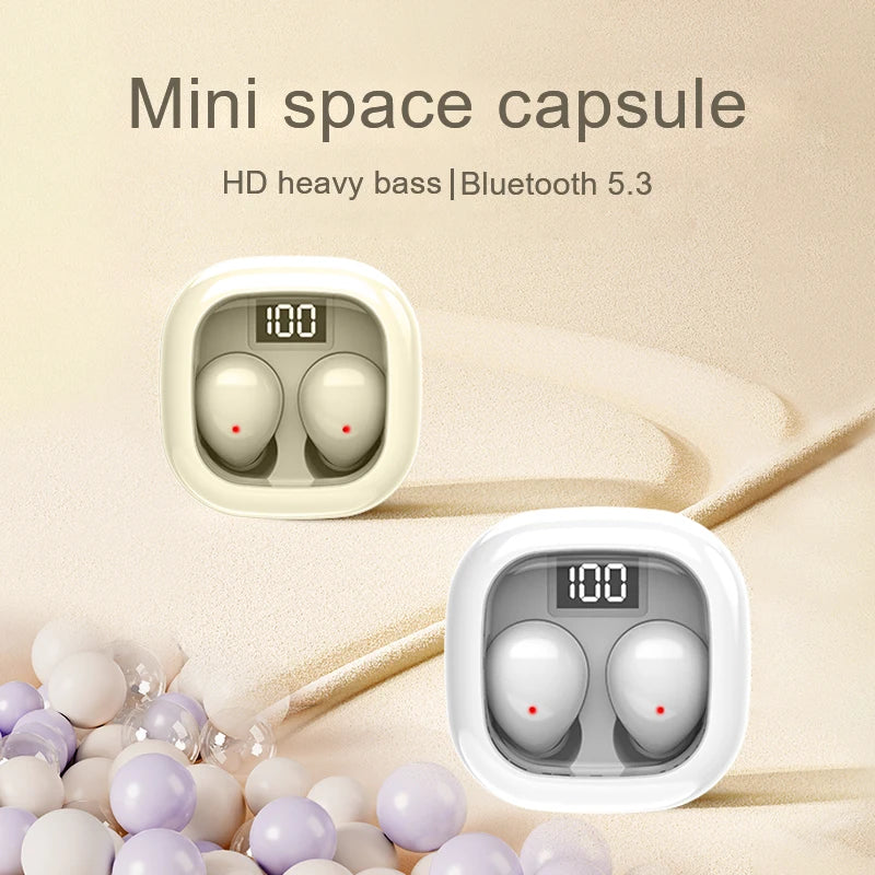 SK Small Headphones Wireless Bluetooth Headset Sport Sleeping Invisible Comfortable To Wear Bass Earbuds Earphone For All Phones