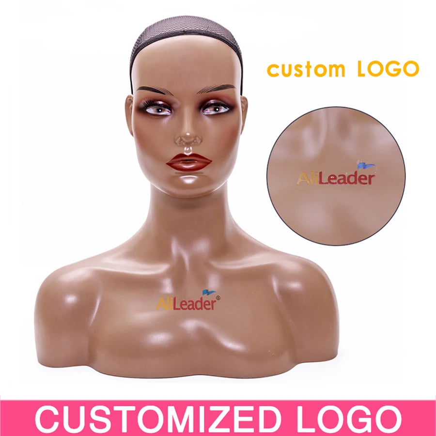 Mannequin Head Stand For Wig Display Female Realistic Skin Manikin Head Bust With Shoulder Model Wig Head Beauty Wig Accessories