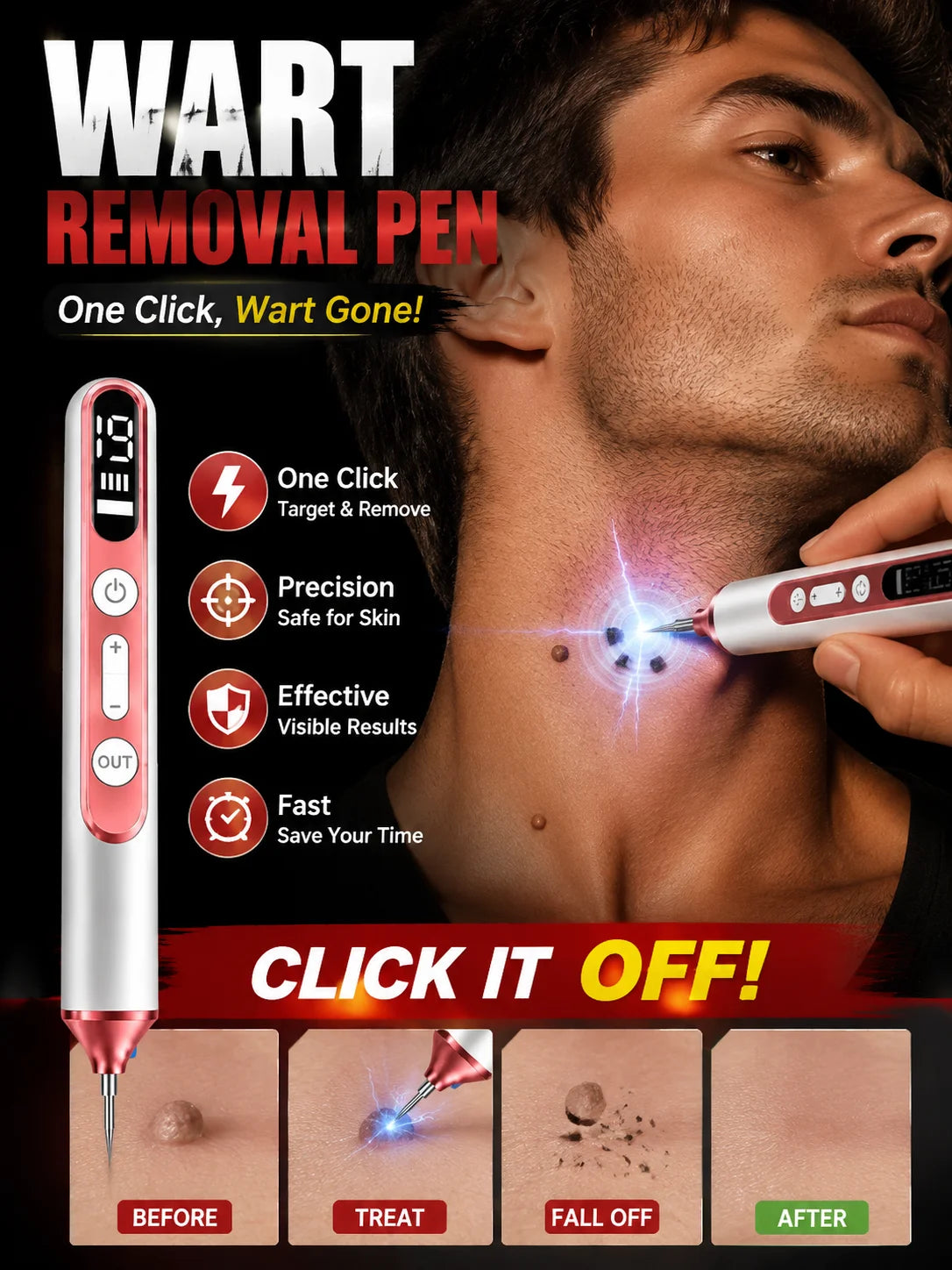 Plasma Pen for Warts Remover Mole Removal Pen Skin Tag Freckle Spot Care Electric Arc Beauty Tool