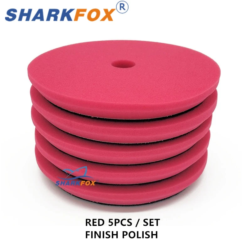 Sharkfox 5inch Polishing Pads Buffing Sponge Pad Polish Disc Smooth Foam Pads DA/RO Polisher Buffer Use for Car Beauty Auto Care