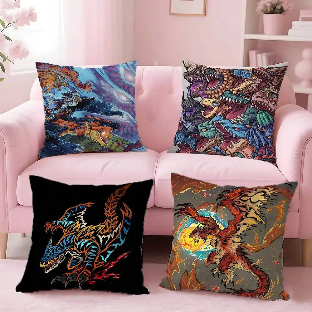 Rathalos Nargacuga M-Monster H-Hunter Pillow Case For Sofa Decor Car Office Room Printing Cushion Cover Decoration and Protector