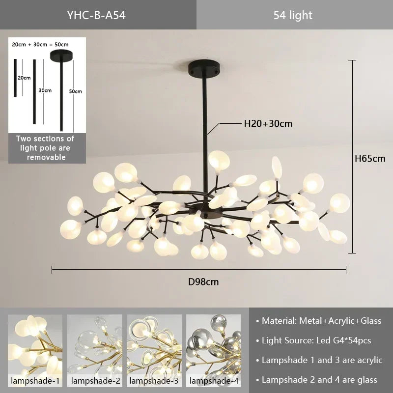 Nordic G4 Led Chandelier Lighting Modern Branch Pendant Light Living Room Gold / Black Led Luminarias Art Decor Indoor Lighting