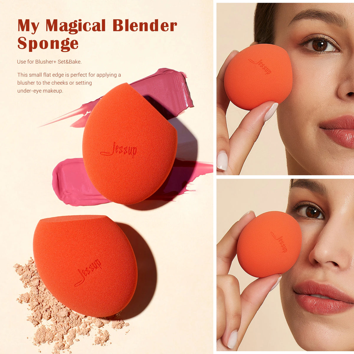 Jessup Makeup Sponges Set, 3pcs Make up Sponges Beauty Foundation Sponge Makeup Blender Wet&Dry Concealer Sponge, SP013