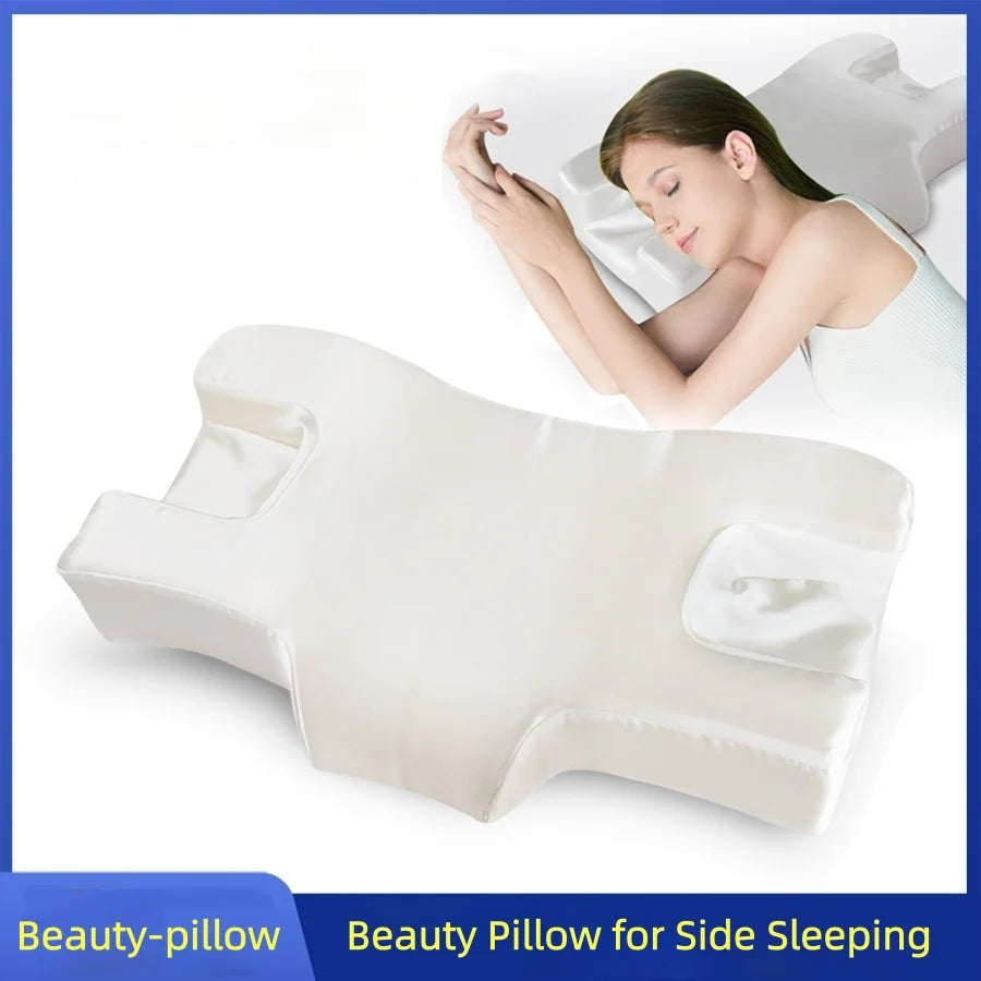 Anti-Wrinkle Memory Foam Side Sleeping Pillow for Face,Beauty Pillow for Side Sleepers, Contour Cervical Support,Pressure Relief