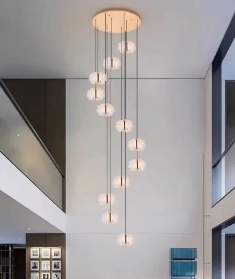 French Light Luxury Living Room Chandelier Duplex Staircase Bedroom Dining Room Creative Flower Beauty Salon Lighting Fixtures