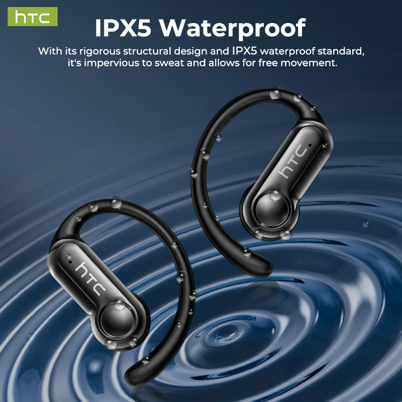 HTC NE80 Bluetooth Earphones  LED Display Smart Touch Control Open-back Earbuds Long Battery Life Sports Wireless Headphones