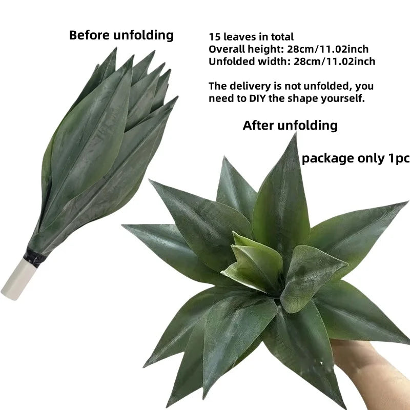 Artificial Aloe and Agave Potted Plant Tropical Desert Fake Succulent for Home Décor Desktop Office Living Room Green Decoration